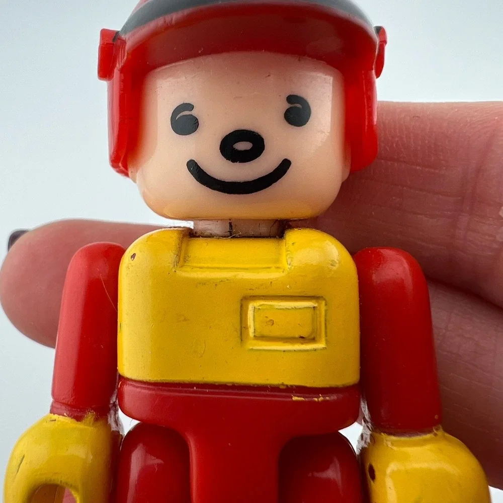 Vintage LEGO DUPLO Figure Red Helmet Yellow Shirt Red Pants 2.5